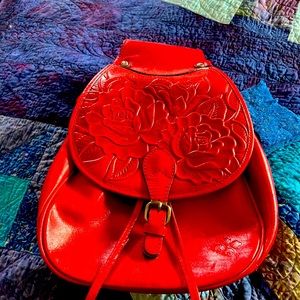 Leather tooled backpack